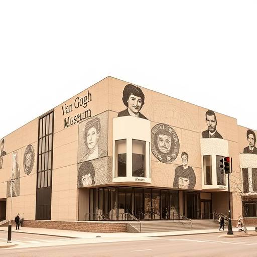 Historic photo of the Van Gogh Museum's original building with its distinctive modern architecture.